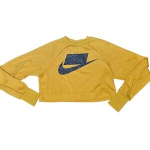 Nike Sportswear NSW Cropped Sweatshirt Women's Size S Yellow Polka Dot Pullover